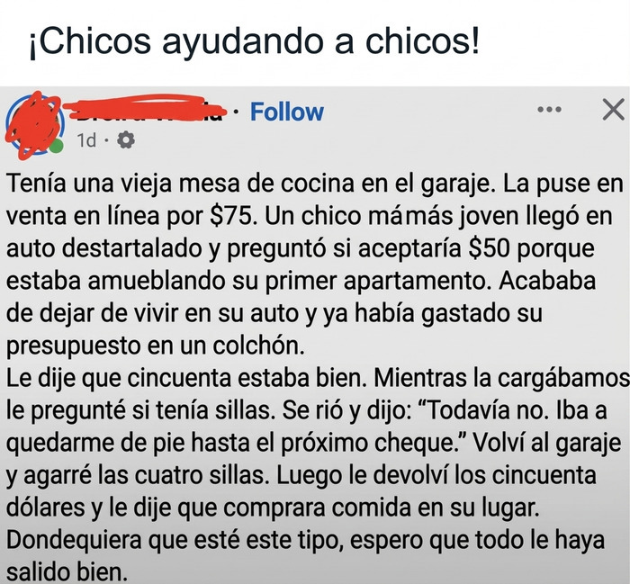 Publicaciones reconfortantes sobre un joven que recibe ayuda para amueblar su primer apartamento