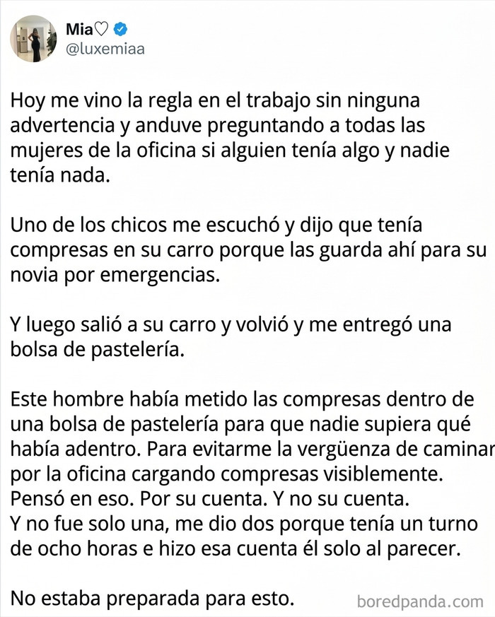 Anécdota digital sobre un compañero de trabajo empático, una de esas publicaciones reconfortantes que inspiran.