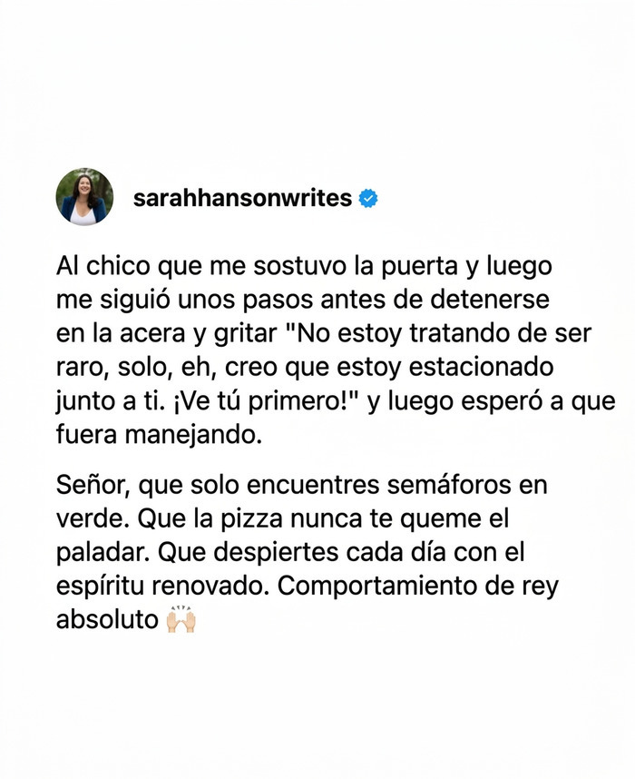 Texto de redes sociales con anécdotas amables de publicaciones reconfortantes.