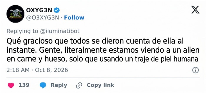 Comentario en redes sociales que compara el aspecto de una multimillonaria con un alien.