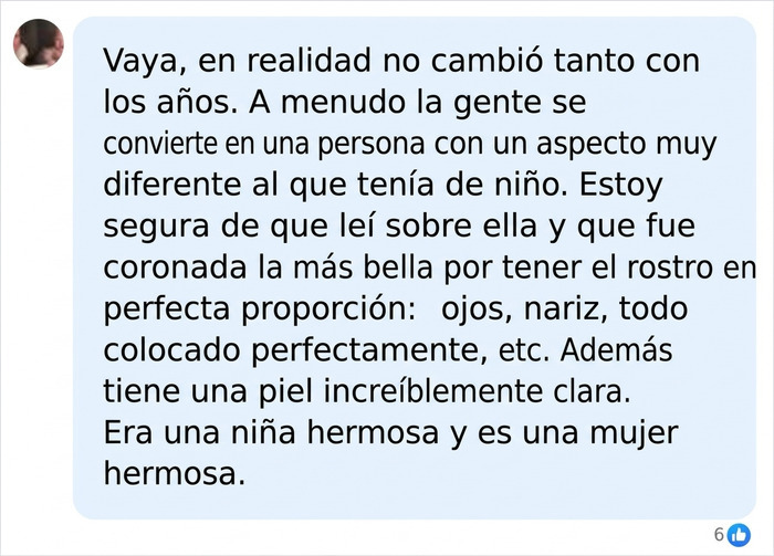 Texto de red social que elogia las facciones y evolución de la modelo infantil Thylane Blondeau. Texto de red social que elogia las facciones y evolución de la modelo infantil Thylane Blondeau.