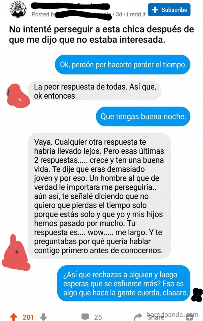 Mensajes de texto que ilustran la mentalidad de mujeres tóxicas que esperan ser perseguidas tras un rechazo