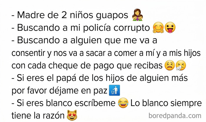Lista de requisitos de mujeres tóxicas en una app de citas.