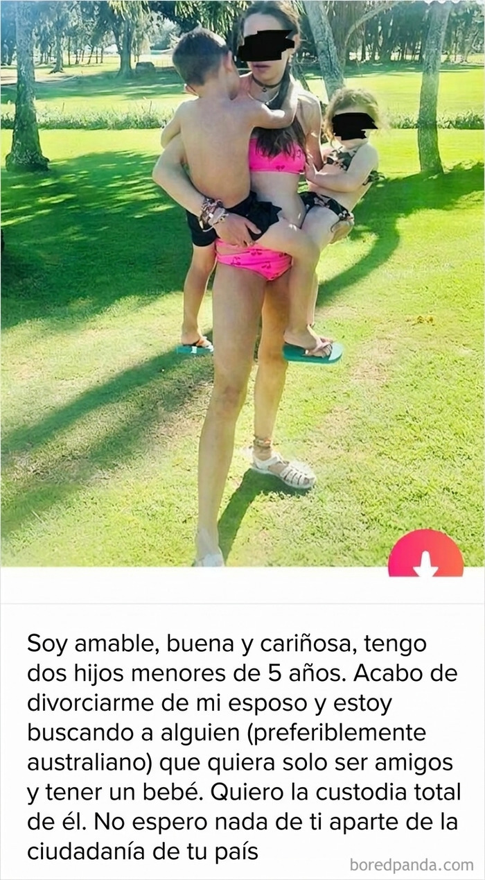 Perfil de citas de mujeres tóxicas exigiendo ciudadanía e intereses específicos.