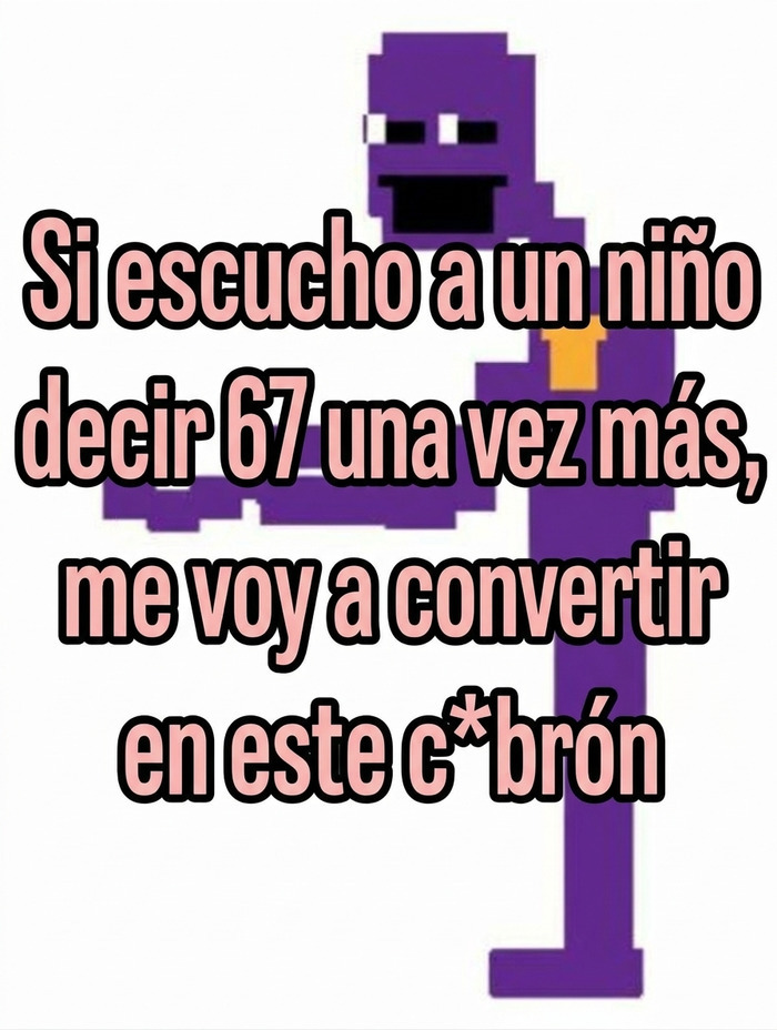 Personaje pixelado de color morado con texto sobre fondo blanco en memes divertidos de humor