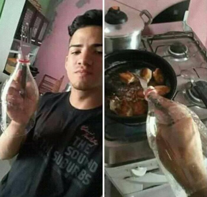 Protector de plastico casero para freir comida, un ejemplo de proyectos caseros fallidos