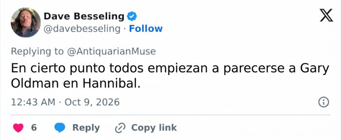Comentario en redes sobre el aspecto de la multimillonaria Susan Dell comparándola con Gary Oldman en Hannibal. Comentario en redes sobre el aspecto de la multimillonaria Susan Dell comparándola con Gary Oldman en Hannibal.