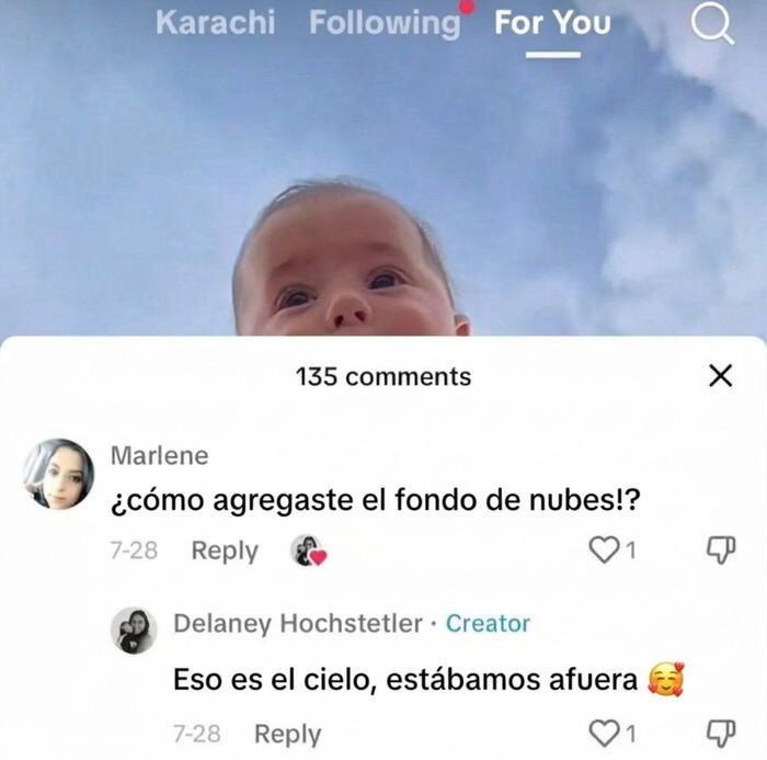 Comentario divertido en TikTok mostrando uno de los comentarios más graciosos sobre el cielo.