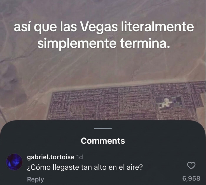 Vista aérea de Las Vegas con comentarios graciosos sobre la altura en redes sociales.