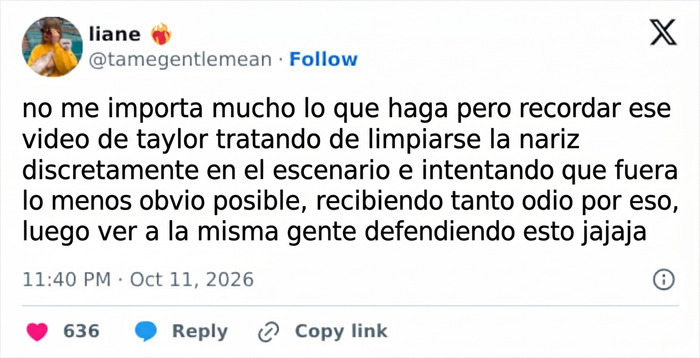 Publicaci&oacute;n sobre la actitud de una estrella del pop sobre el escenario.