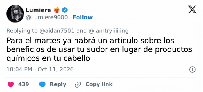 Publicaci&oacute;n que menciona el uso del sudor en el cabello relacionado con la estrella del pop criticada por antihigi&eacute;nica