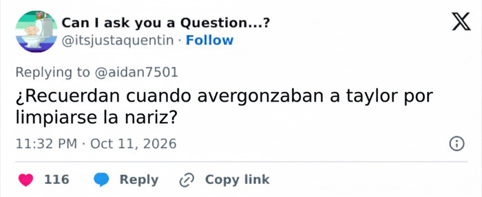 Comentario sobre una estrella del pop criticada por la reacci&oacute;n a sus gestos sobre el escenario.