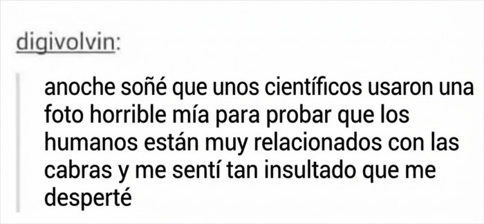 Publicación graciosa en redes sobre insultos salvajes relacionados con científicos y cabras