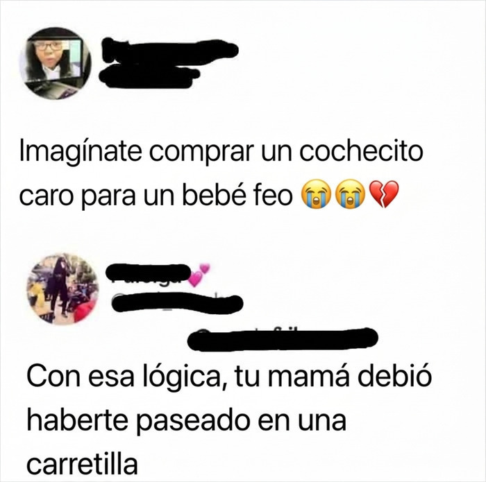 Intercambio sarcástico en redes sociales mostrando insultos salvajes.