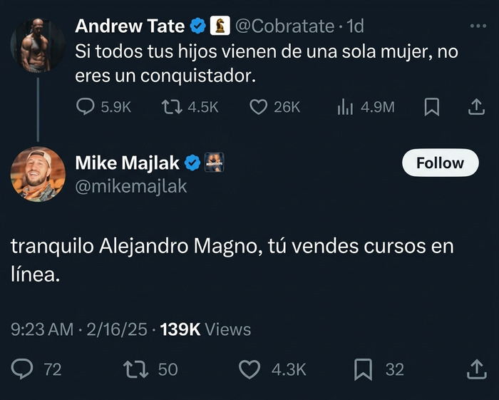 Respuesta en Twitter que forma parte de los insultos salvajes hacia un influencer