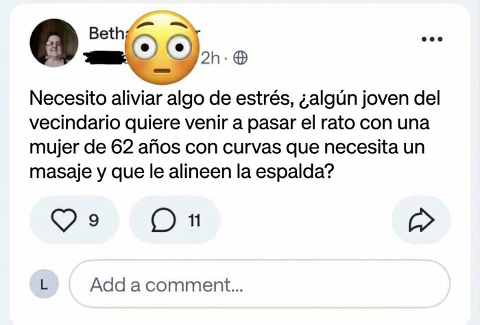 Mensaje extravagante publicado por una persona buscando ayuda entre los vecinos de la comunidad.