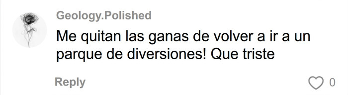 Comentario en redes expresa tristeza sobre parque de diversiones