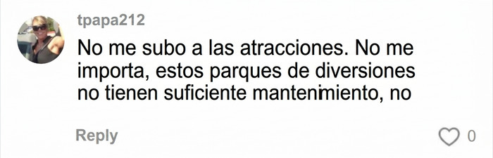 Opini&oacute;n sobre falta de mantenimiento en parques de diversiones
