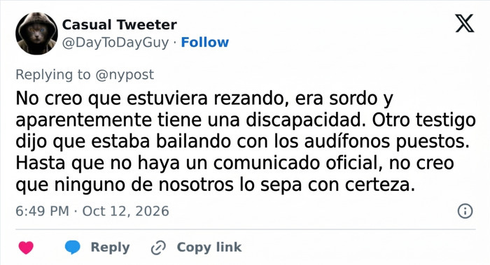 Salen a la luz nuevos detalles sobre los últimos momentos de este hombre que murió tras arrojarse al recinto de un tigre Salen a la luz nuevos detalles sobre los últimos momentos de este hombre que murió tras arrojarse al recinto de un tigre