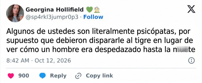 Salen a la luz nuevos detalles sobre los últimos momentos de este hombre que murió tras arrojarse al recinto de un tigre Salen a la luz nuevos detalles sobre los últimos momentos de este hombre que murió tras arrojarse al recinto de un tigre