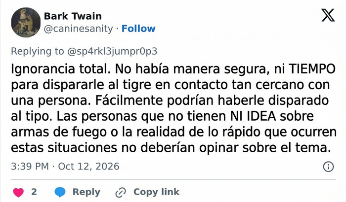 Salen a la luz nuevos detalles sobre los últimos momentos de este hombre que murió tras arrojarse al recinto de un tigre Salen a la luz nuevos detalles sobre los últimos momentos de este hombre que murió tras arrojarse al recinto de un tigre