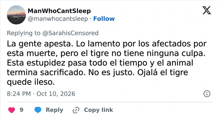 Salen a la luz nuevos detalles sobre los últimos momentos de este hombre que murió tras arrojarse al recinto de un tigre Salen a la luz nuevos detalles sobre los últimos momentos de este hombre que murió tras arrojarse al recinto de un tigre