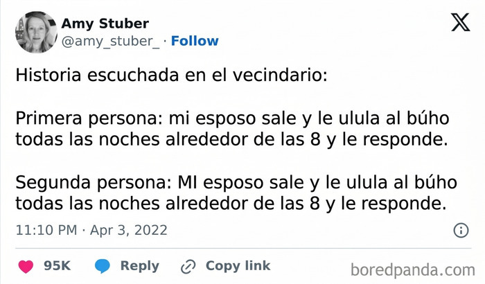 Historia de vecinos con respuestas al ulular de un búho en anécdotas vecinales