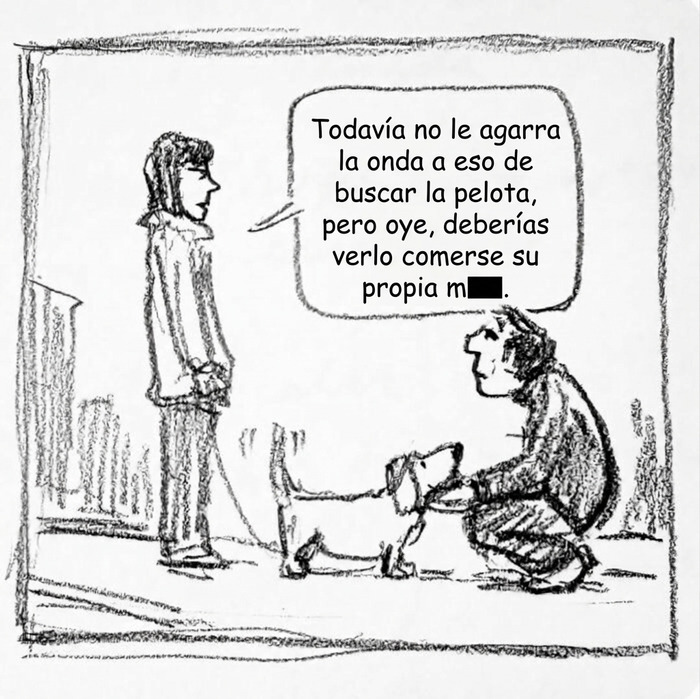 Viñeta divertida sobre perros y jugar con la pelota del dibujante Harry Bliss