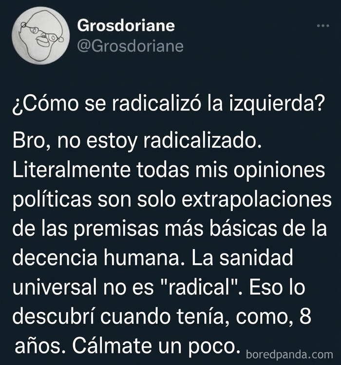 Tweet que cuestiona la radicalización de la izquierda y la decencia humana