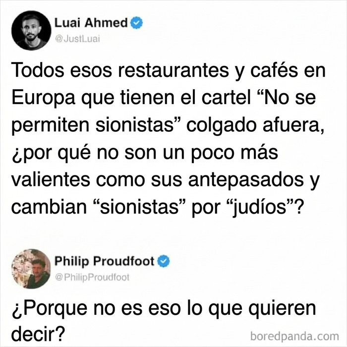 Publicación sobre carteles que prohíben sionistas en restaurantes en Europa