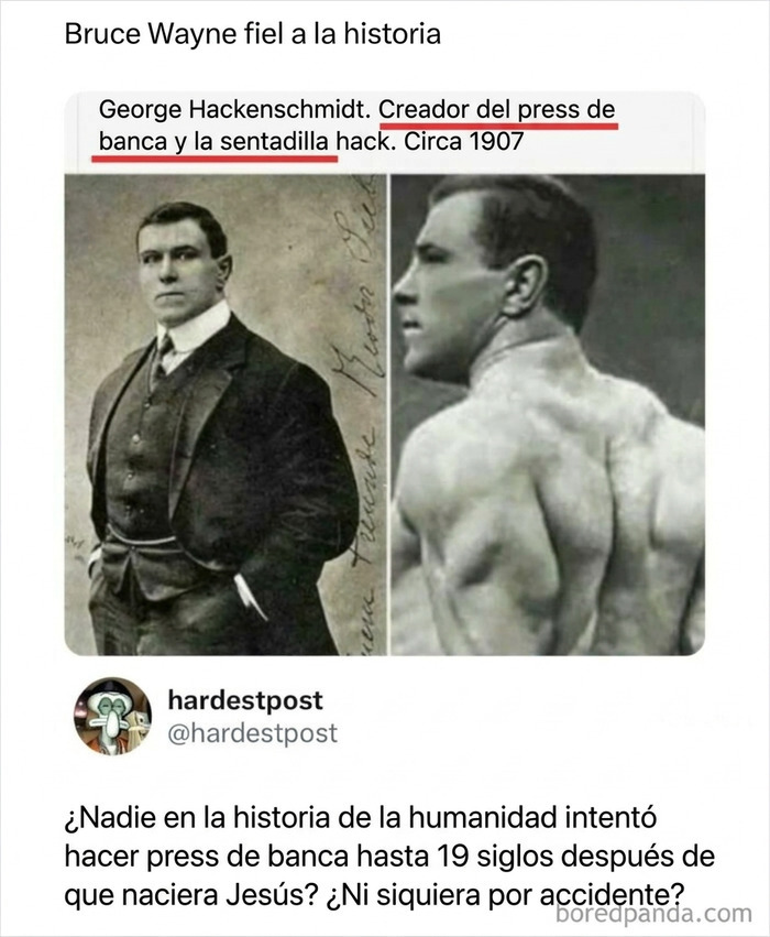 Fotografía histórica de George Hackenschmidt creador del press de banca y sentadilla