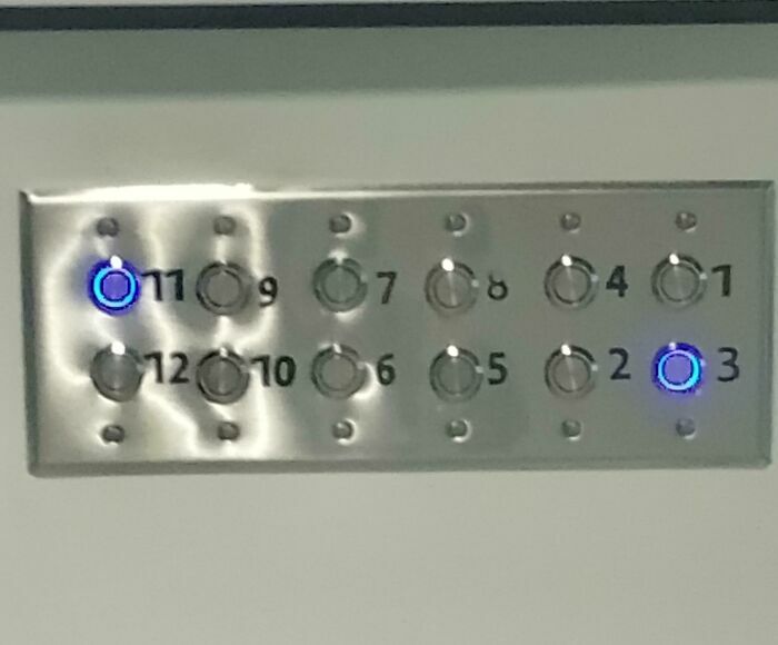 Panel de botones con numeración confusa y mala disposición de diseño