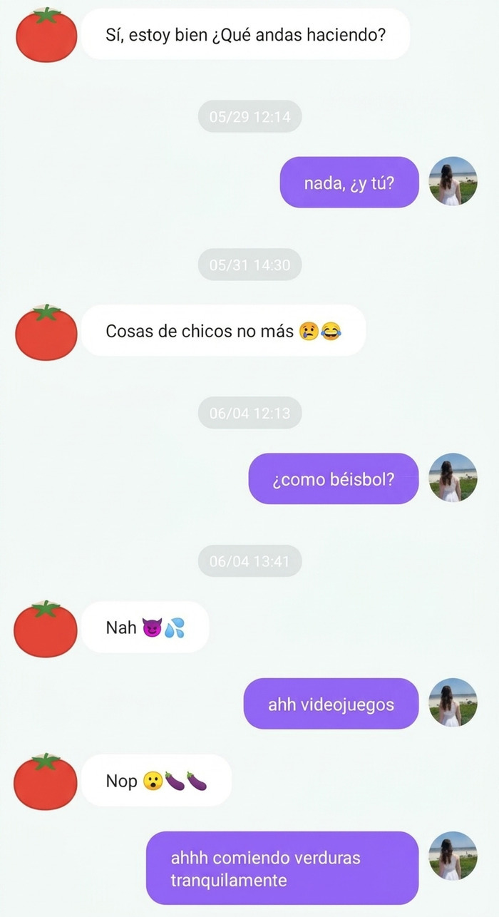 Conversación mostrando mensajes ridículos entre mujeres y hombres por texto