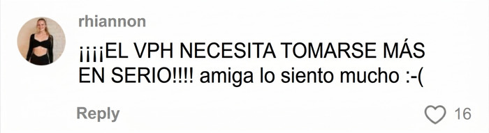 Comentario sobre la importancia de tomar serio el VPH y el c&aacute;ncer relacionado