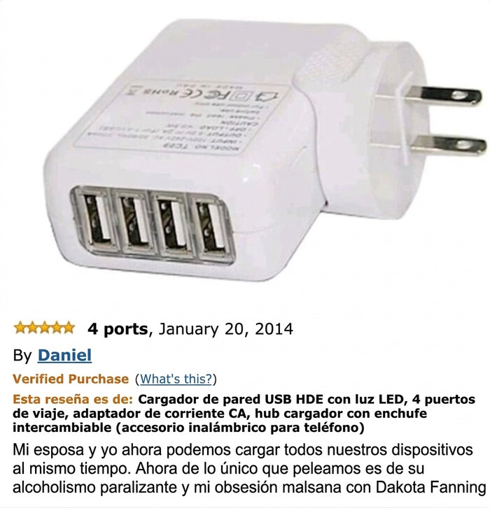 Cargador USB de pared con 4 puertos y luz LED reseña Amazon
