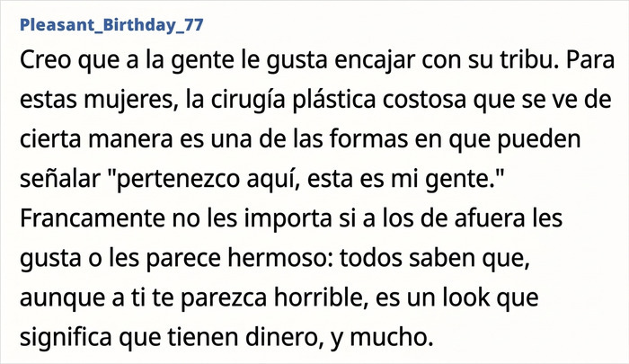 Comentario en redes sobre el estatus y costo de la cirugía plástica en la tendencia estética de Hollywood Comentario en redes sobre el estatus y costo de la cirugía plástica en la tendencia estética de Hollywood