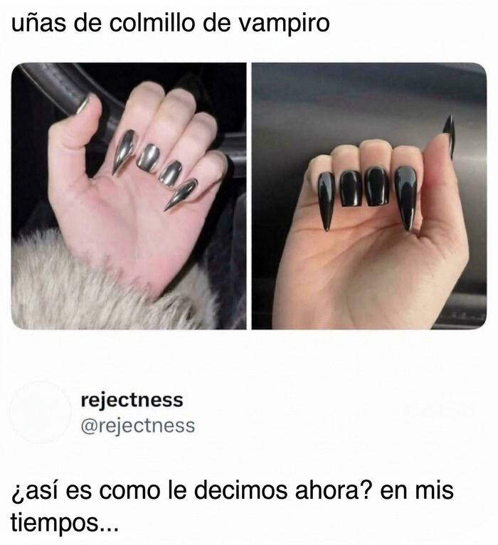 Meme sobre uñas de colmillo de vampiro que necesitó ser explicado.
