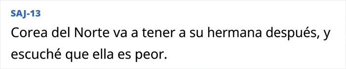 Captura de texto con un comentario sobre la sucesión de Kim Jong Un por parte de su hermana. Captura de texto con un comentario sobre la sucesión de Kim Jong Un por parte de su hermana.