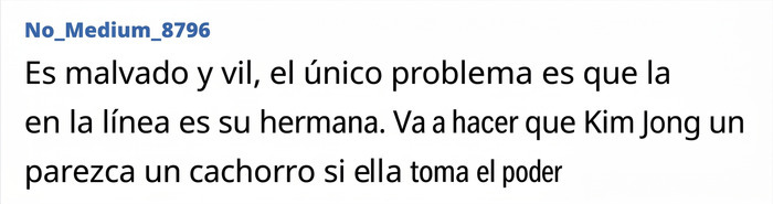 Publicación de texto que menciona a Kim Jong Un y el posible liderazgo de su hermana. Publicación de texto que menciona a Kim Jong Un y el posible liderazgo de su hermana.
