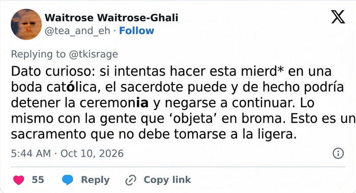 "Espero que &eacute;l le pida el divorcio": Esta novia desata la pol&eacute;mica por sus votos matrimoniales