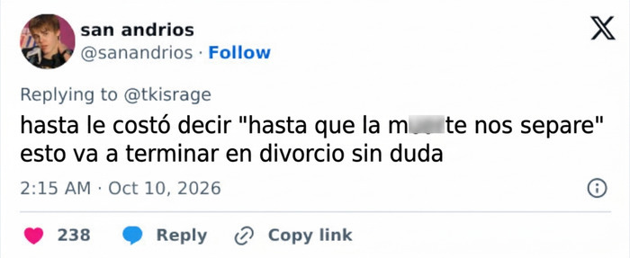 "Espero que &eacute;l le pida el divorcio": Esta novia desata la pol&eacute;mica por sus votos matrimoniales
