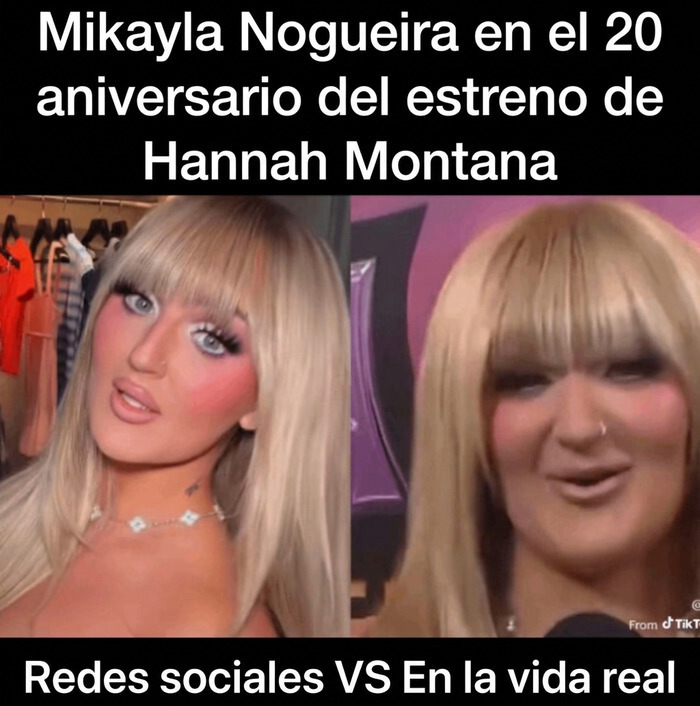 Comparación de fotos de influencers mostrando la diferencia entre redes sociales y la vida real.