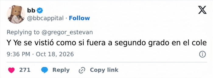 Publicaci&oacute;n en redes sobre el vestuario de Kanye West y Bianca Censori.