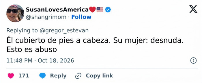 Comentario en redes sociales criticando el vestuario de Kanye West y Bianca Censori.