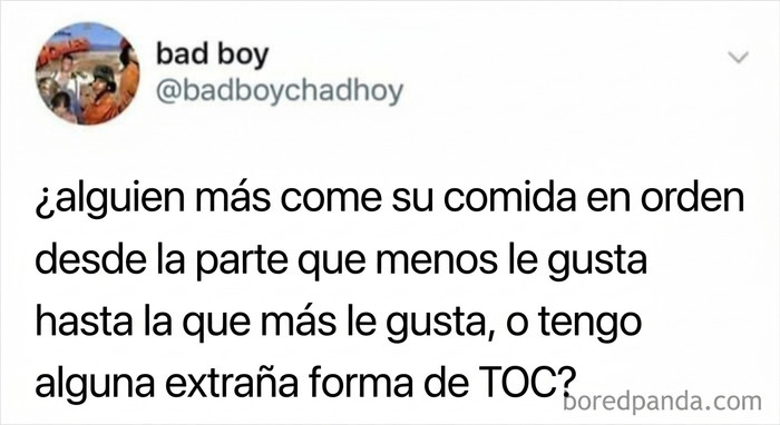 Texto divertido sobre el orden al comer los alimentos, ejemplo del peculiar sentido del humor.