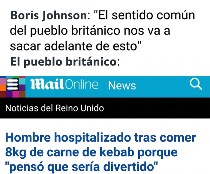 Titular absurdo sobre una noticia del Reino Unido reflejado en memes británicos