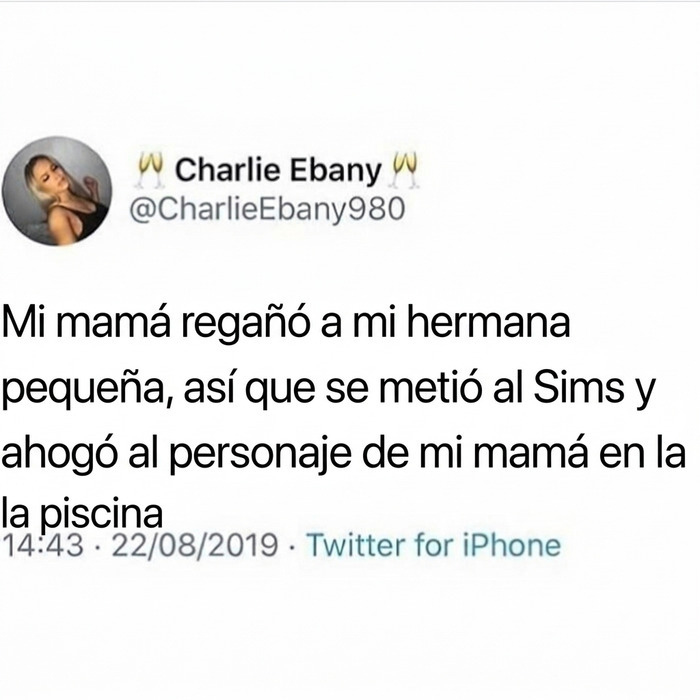 Captura de pantalla de un tuit gracioso sobre Los Sims como ejemplo de memes británicos