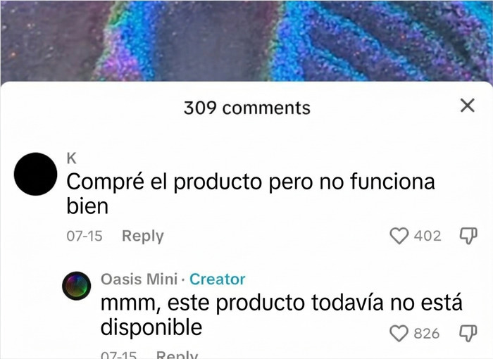 Cliente quejándose de un producto no disponible, demostrando su ignorancia en TikTok.
