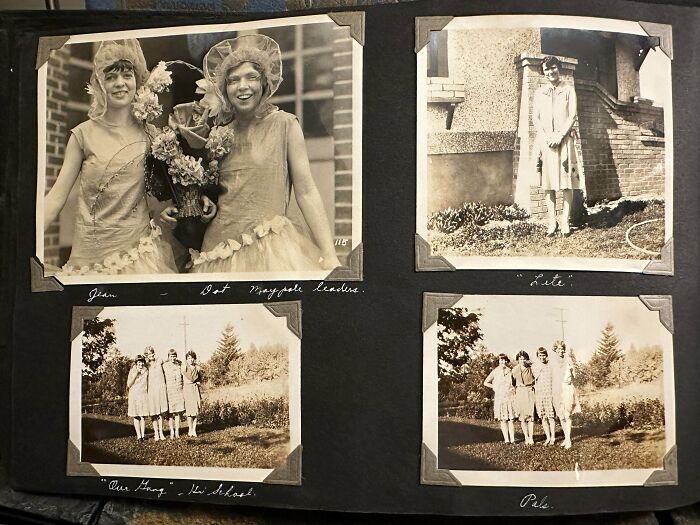 Fotos antiguas conservadas como objetos efímeros en un álbum de recortes vintage