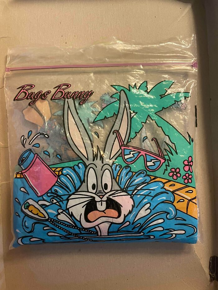 Bolsa hermética de Bugs Bunny vintage, uno de los objetos efímeros del grupo.